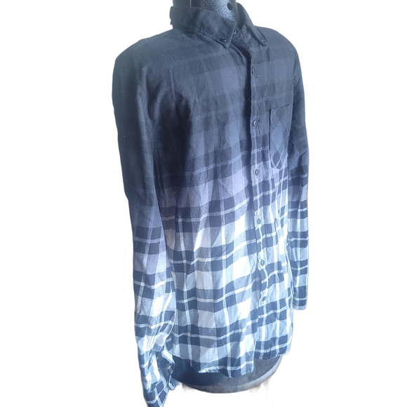 Brooklyn Calling Black and White Checkered Ombre Mens Shirt M - Picture 3 of 5